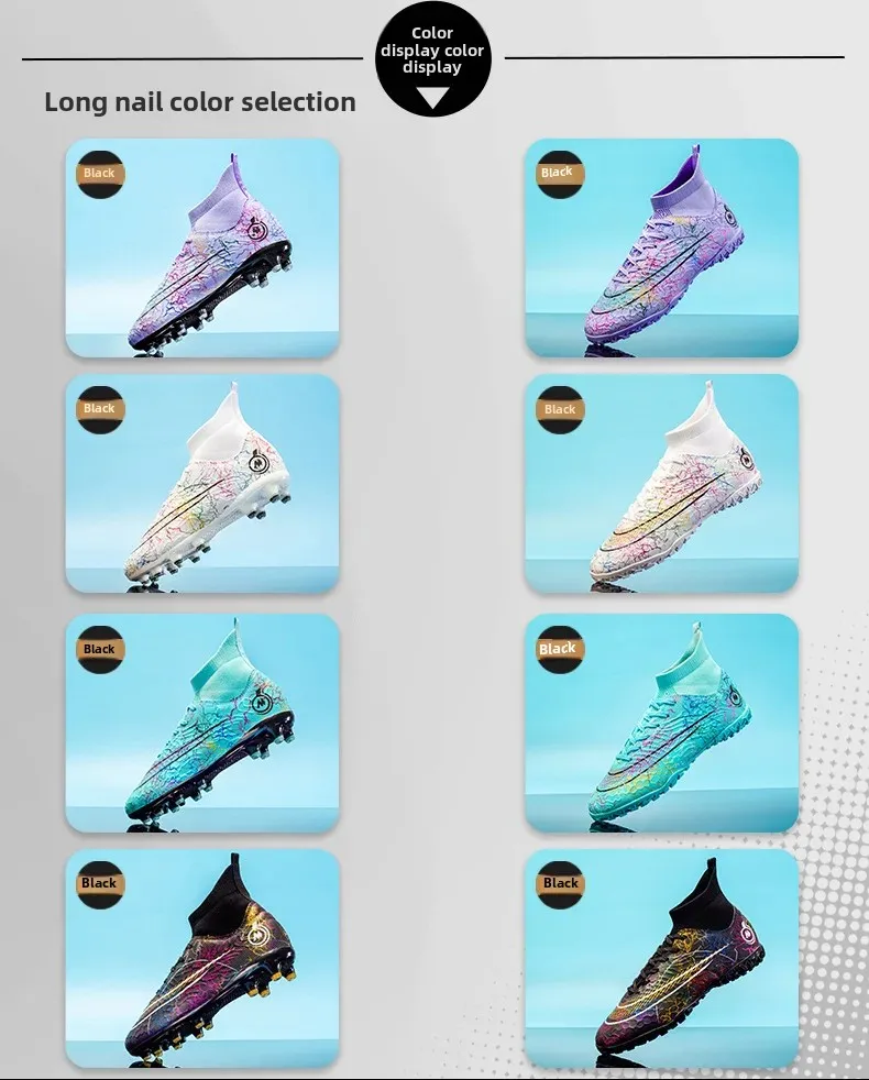 Chaussures de football unisexes à clous longs pour entraînement sur gazon