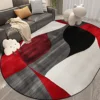Nordic Abstract Style Oval Living Room Carpet Non-slip Large Size Room Decor Rugs Washable Coffee Tables Mat Bedroom Bedside Rug 1