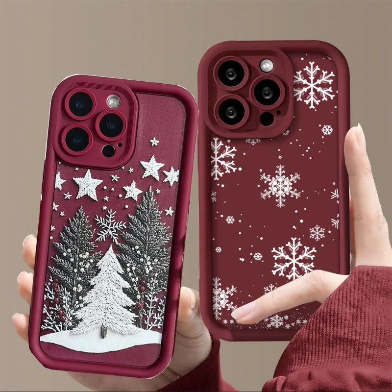 Christmas Tree New Year Case For IPhone 17 14 15 16 Pro Max Plus 16E 12 13 Mini 17 Air Silicone Full Protection Shockproof Shell