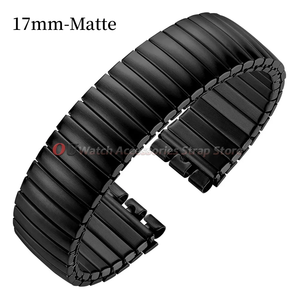 Polished Matte Elastic Stainless Steel Watch Strap - Men's Wristband Accessory