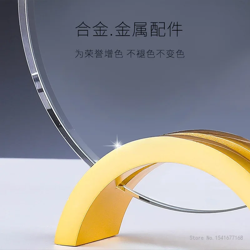 Customized Five-Pointed Star Trophy Crystal Trophy Metal Gold Silver Copper Excellent Enterprise Employee Home Decor Honor Medal