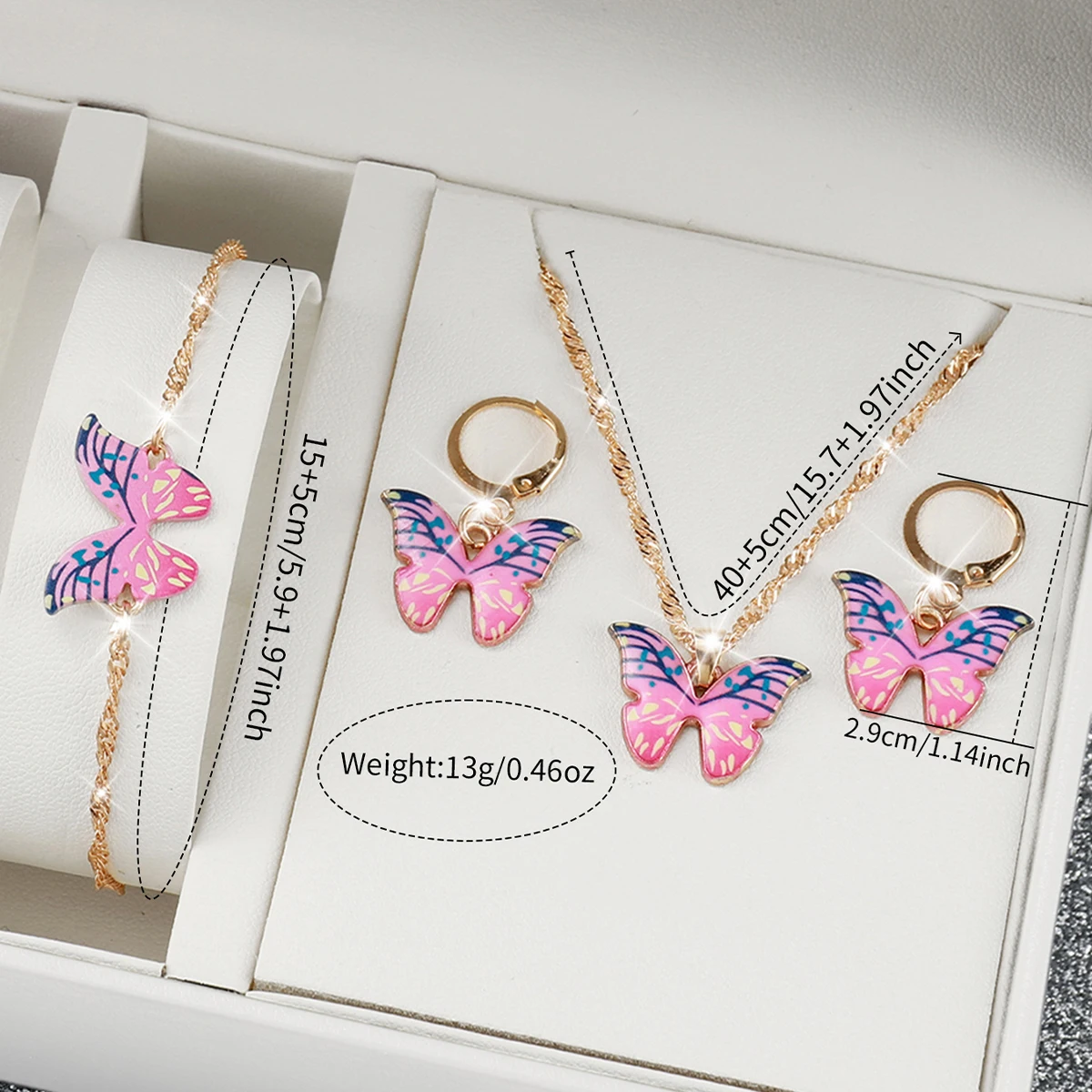 5PCS/Set Women's Watch Fashion Butterfly Dial Leather Band Quartz Watches Jewelry Set（Without Box） 6