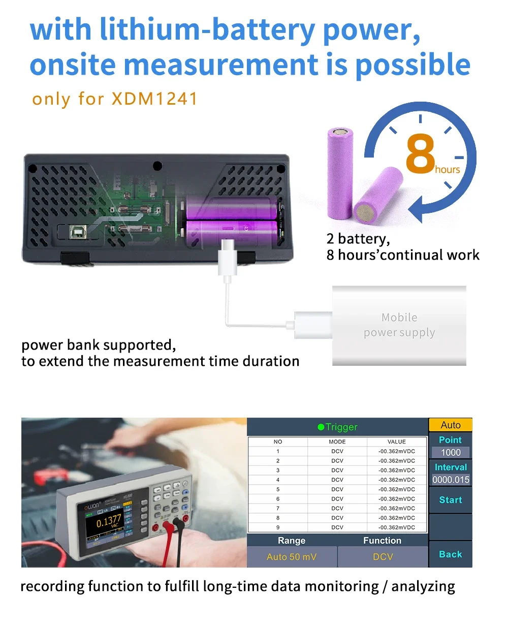 OWON XDM1041/XDM1241 Bench Digital Multimeter 4 1/2 Digits True RMS Current Voltmeter Temperature 3.5" LCD