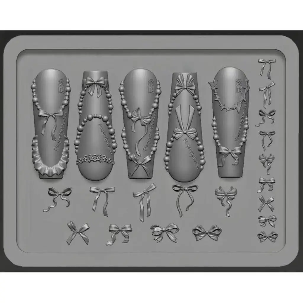 1개 나비 매듭 바다 비즈 체인 뱀 장미 해골 3D 아크릴 몰드 네일 아트 장식 DIY 실리콘 네일 템플릿 네일 몰드