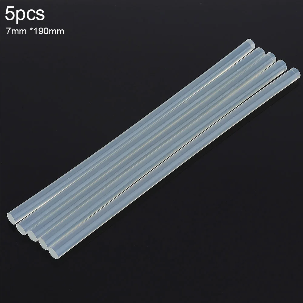 5pcs/set 7mmx190mm Transparent Hot Melt Gun Glue Sticks Gun Adhesive DIY Tool for Hot Melt Glue Gun Repair Alloy Accessories