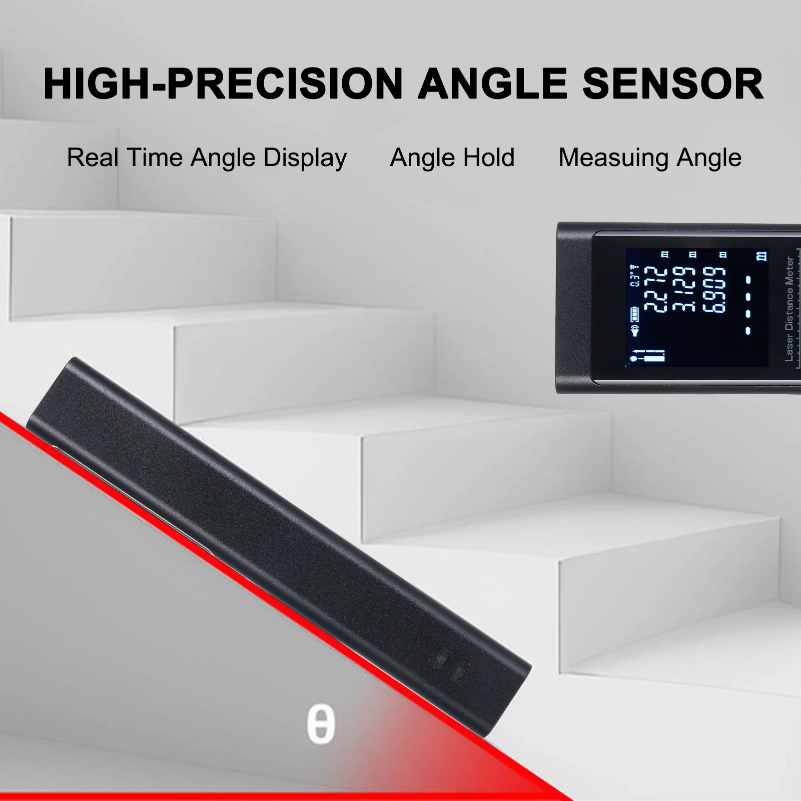 3in1 Laser Distance Meter Angle Measure Cross Line Laser Level Rechargeable Inclinometer Electric Angle Sensor Backlit LCD laser rangefinder distance meter