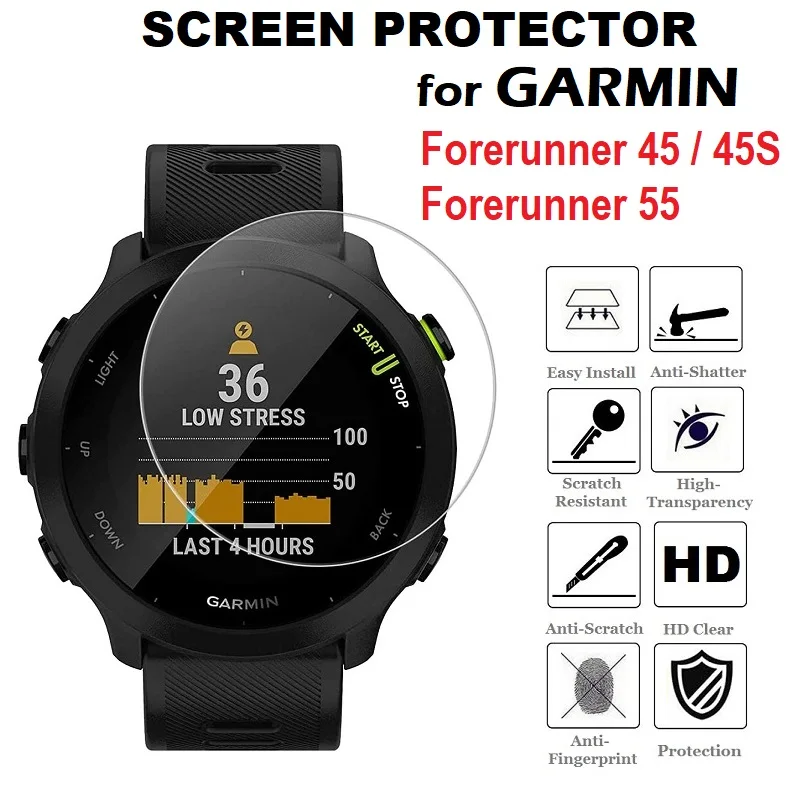 5Pcs Smart Watch Screen Protector Per Garmin Forerunner 55 / Forerunner 45 45S Pellicola Protettiva Antigraffio In Vetro Temperato