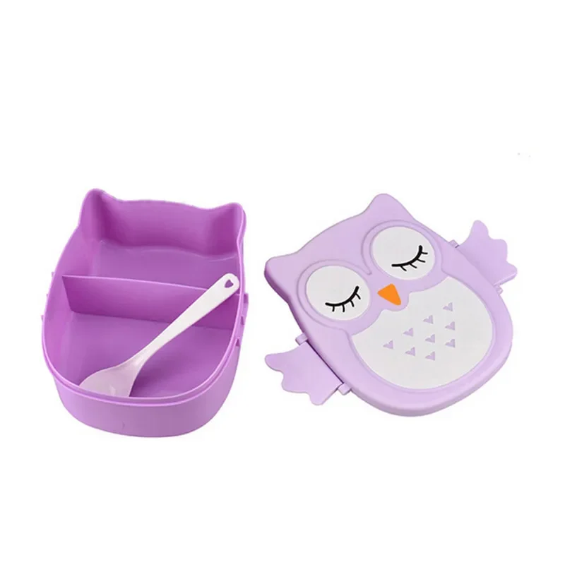 1 PC Portable Plastic Lunch Box, Insulated Bucket, Bento Box, Cartoon Owl Lunch Box, Microwave Oven Lunch Box, Fresh-keeping Box