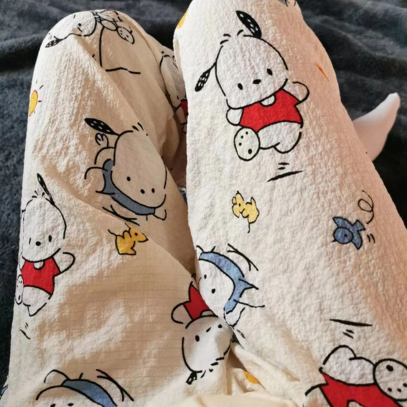 

Хлопковые Штаны Sanrio для похудения, повседневные штаны Hello Kitty, весна-лето-осень, Мультяшные Женские аниме штаны для дома, пижамные штаны, подарок для девушек