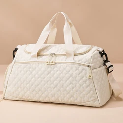 Oxford Waterproof Travel Duffel Bag - Large Capacity Tote for Sports, Gym, and Weekend Trips (Beige)