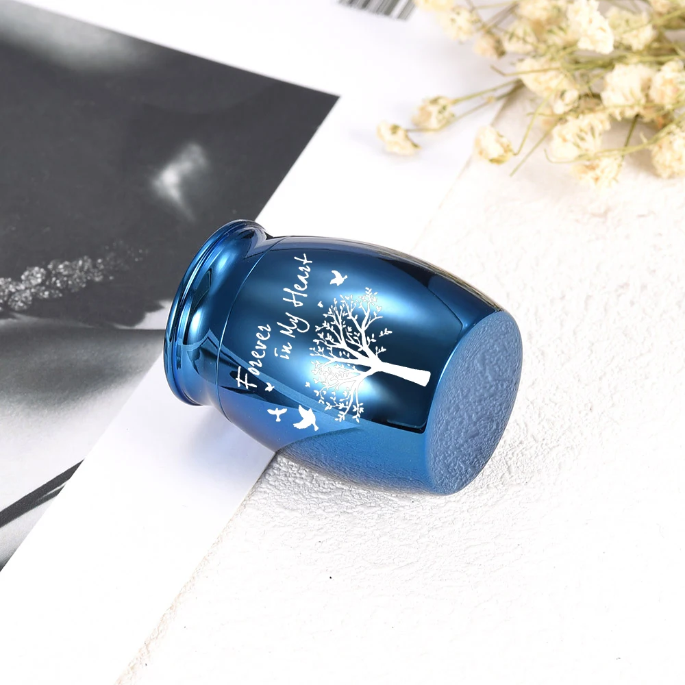 Small Urn for Ashes 1.57 Inches Small Keepsake Urn for Human Ashes Tree of Life Mini Aluminium alloy Holder