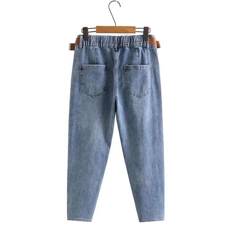 Women's Clothing Jeans 2022 Spring Fashion High Waist Stretch Denim Harem Pants Casual Brief Belt Bottoms D6-8071 brown jeans