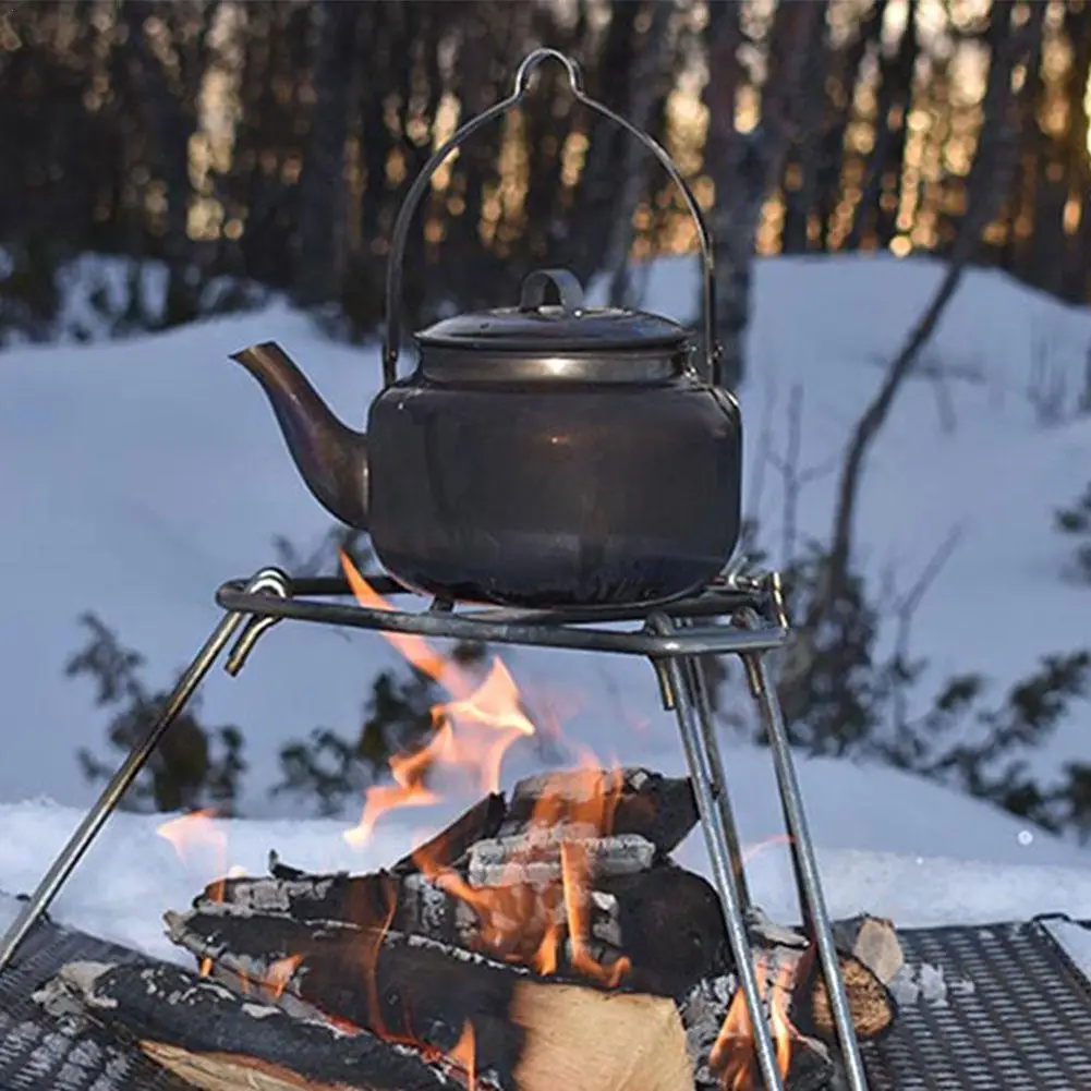

Foldable Campfire Stand Camping Bonfire Cooking Stand Portable Outdoor Grill Rack Steel Open Fire Tripod For Picnic