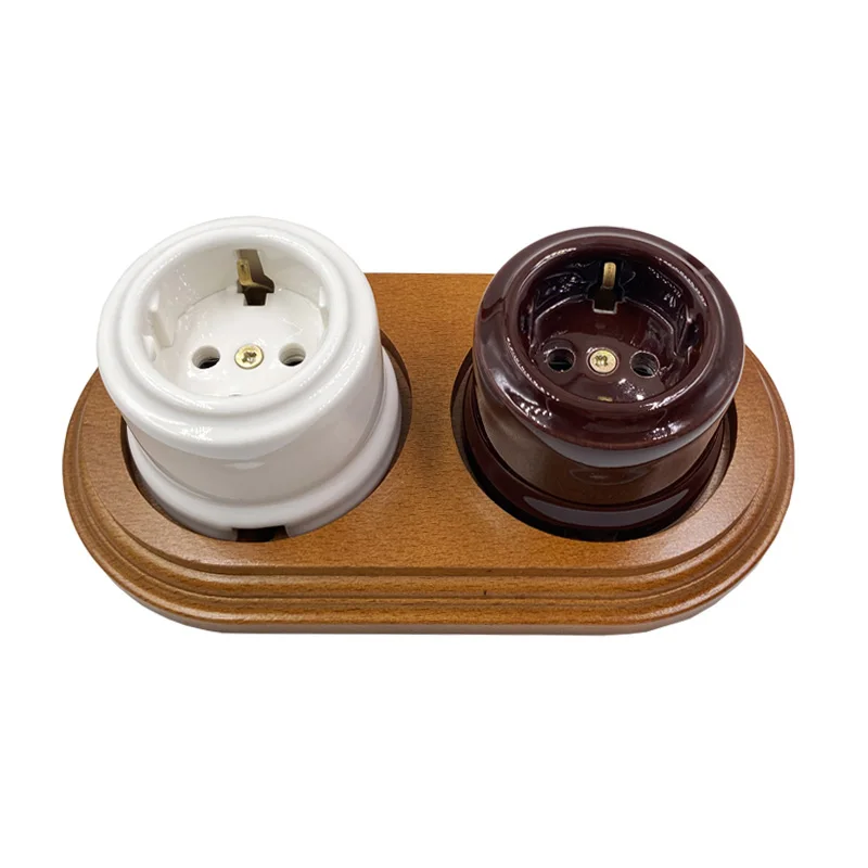 Home Improvement Ceramic Socket Wall Electrical EU Socket Ceramic Switch AC 15A 110-250V 5