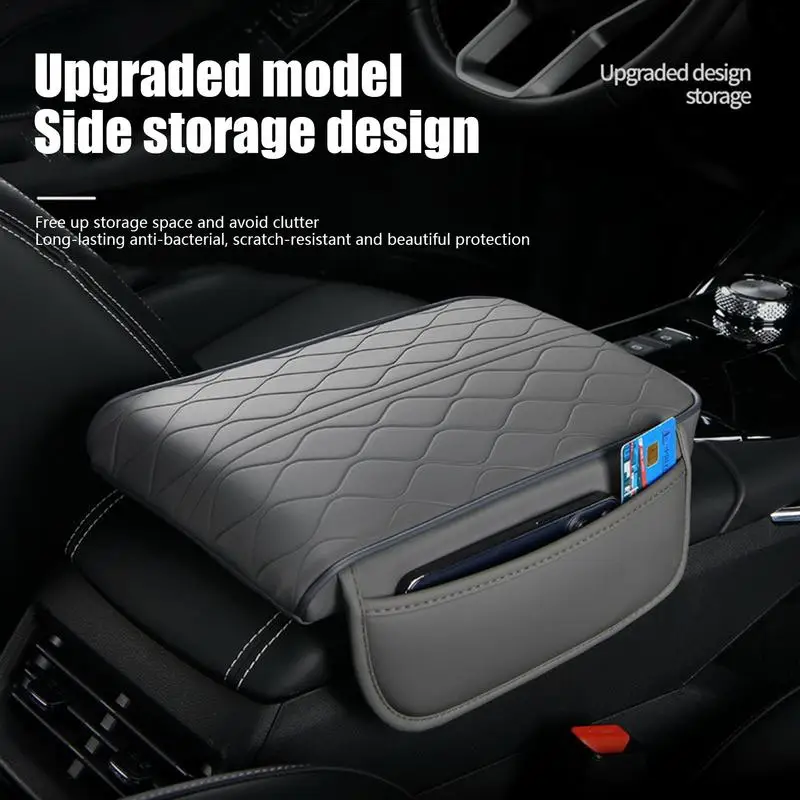 Luxury Memory Foam Car Armrest Cushion with Side Pocket Organizer