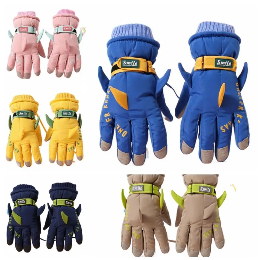 

Plush Velvet Thickened Ski Gloves Windproof Full Palm Winter Warm Gloves Warm Breathable Full Finger Gloves Winter Sports