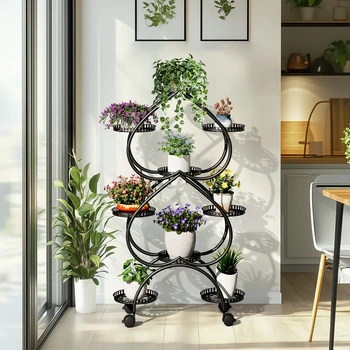 Rolling 9-Tier Plant Stand 1