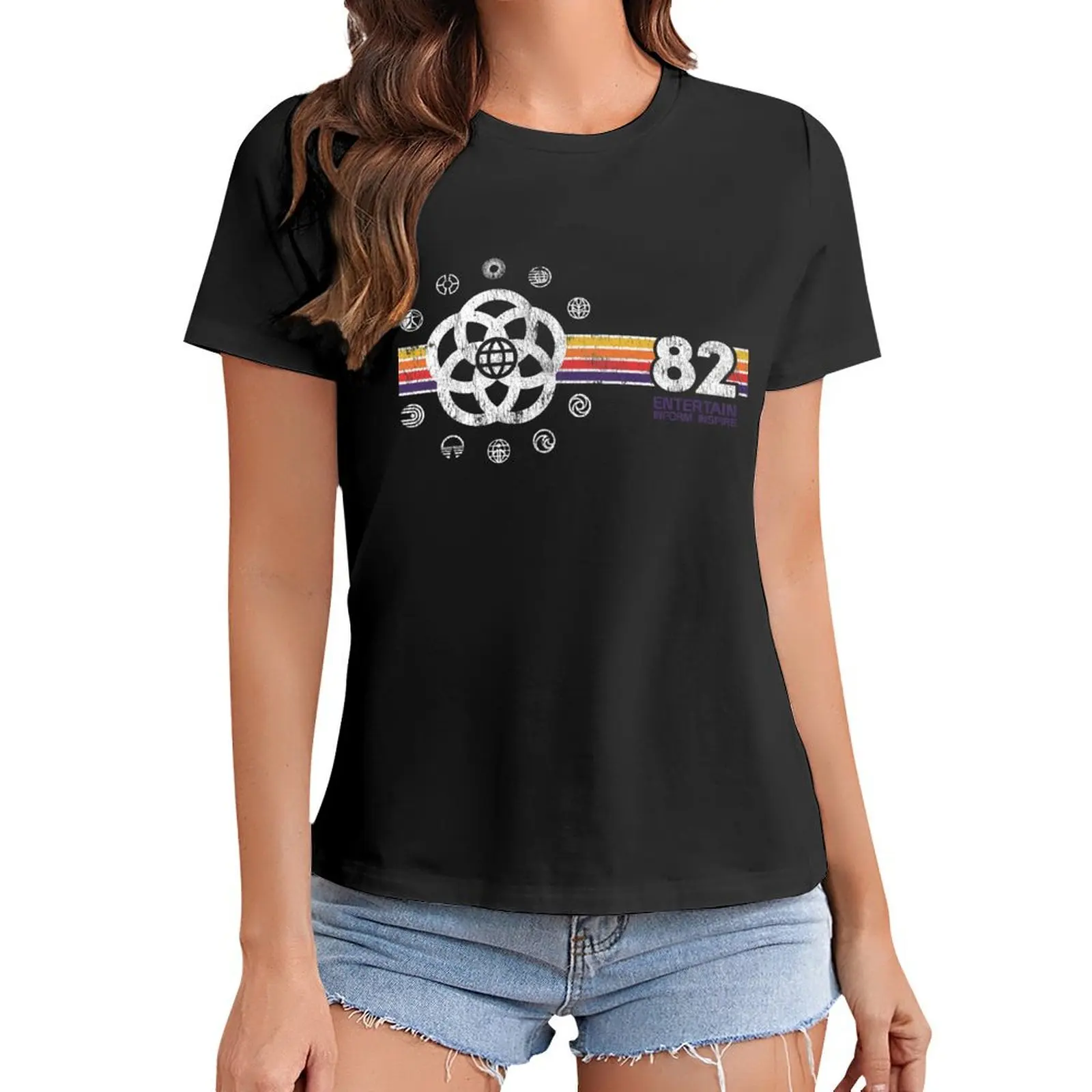 

EPCOT Center Vintage Style Distressed Pavilion Logos T-Shirt funnys plus sizes spring clothes Women 2024