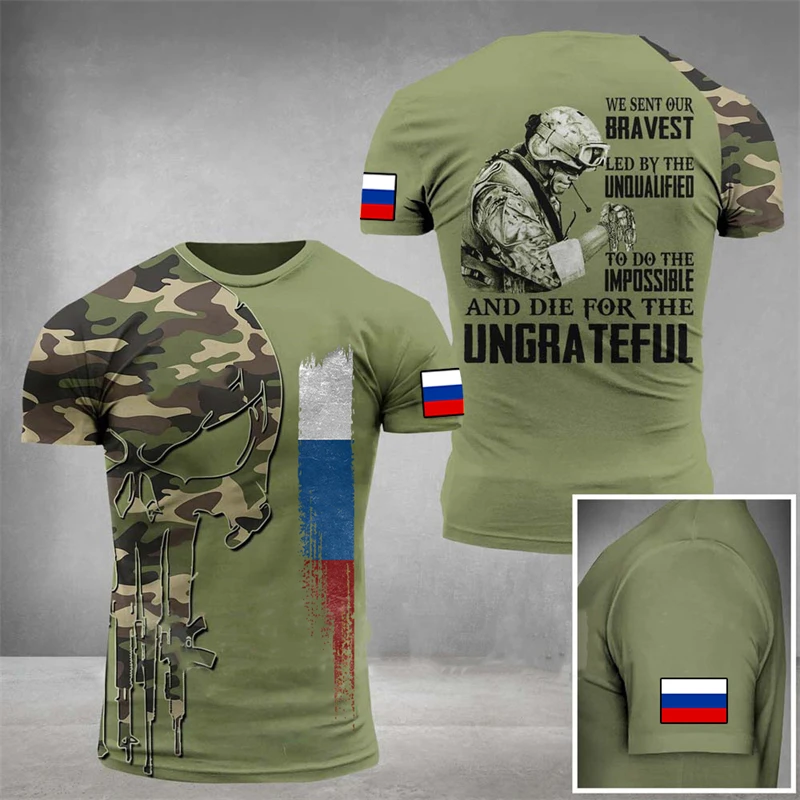 

New Summer Men's T-shirt Retired Military Flag 3d Printed High-quality T-shirt Summer O-neck Men's Large Size Round Neck 6xl