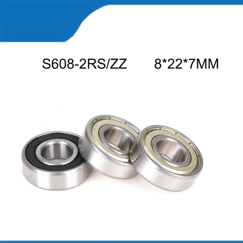 

S608-2RS/ZZ 8*22*7MM 5/10PCS S608RS / S608ZZ High Quality Stainless Steel Rubber Sealed Deep Groove Ball bearing Shaft ABEC-5