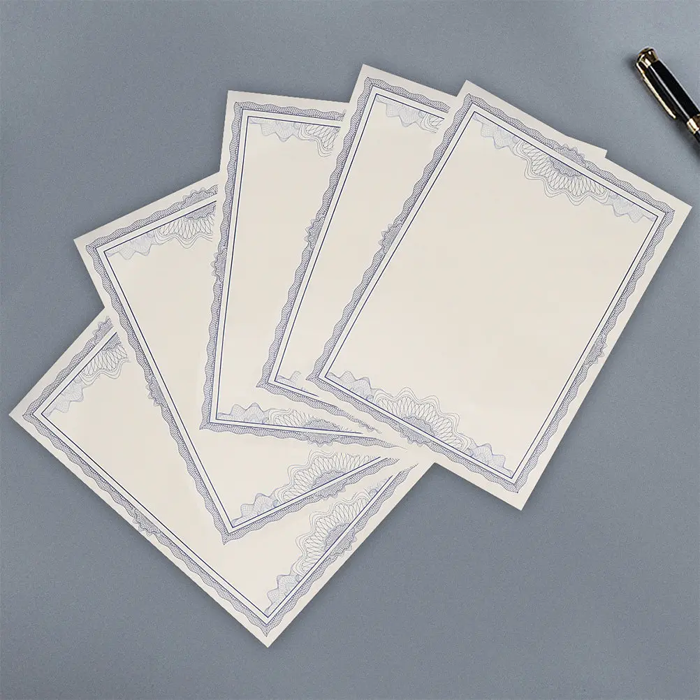 10Pcs A4 인증서 용지 상장용 빈 전문 내부 페이지 졸업 인증용 프리미엄 인쇄 가능 다목적 용지
