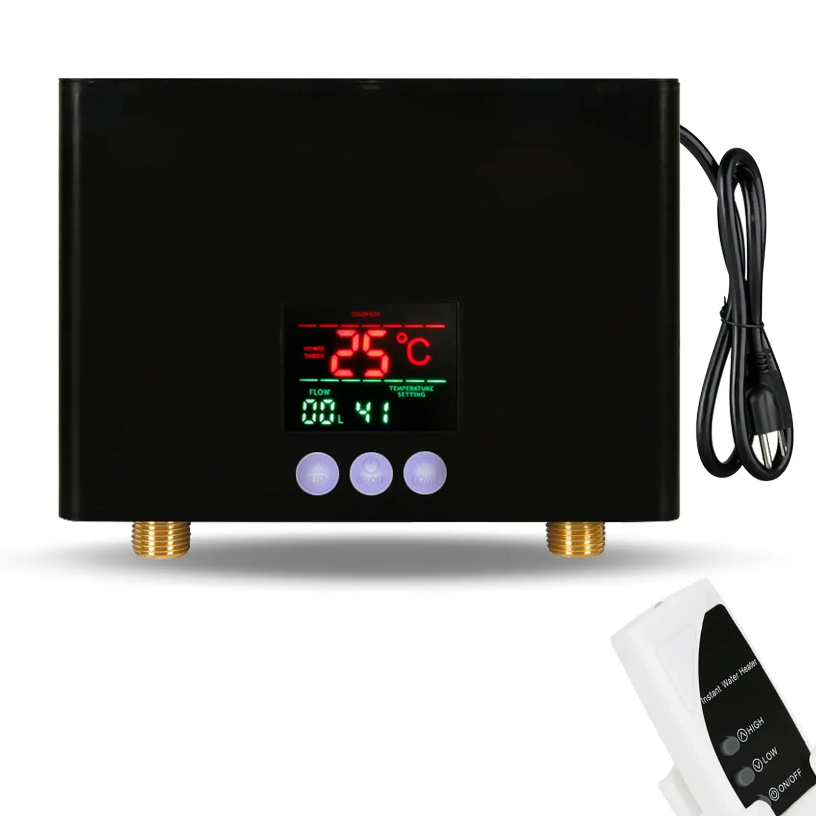 3000W Instant Electric Hot Water Heater Thermostatic Washing Heating with Remote Control LED Display for Home Kitchen Bathroom echome 3000w electric heater household bedroom warm air blower vertical quick heating office electric heater for winter warmer