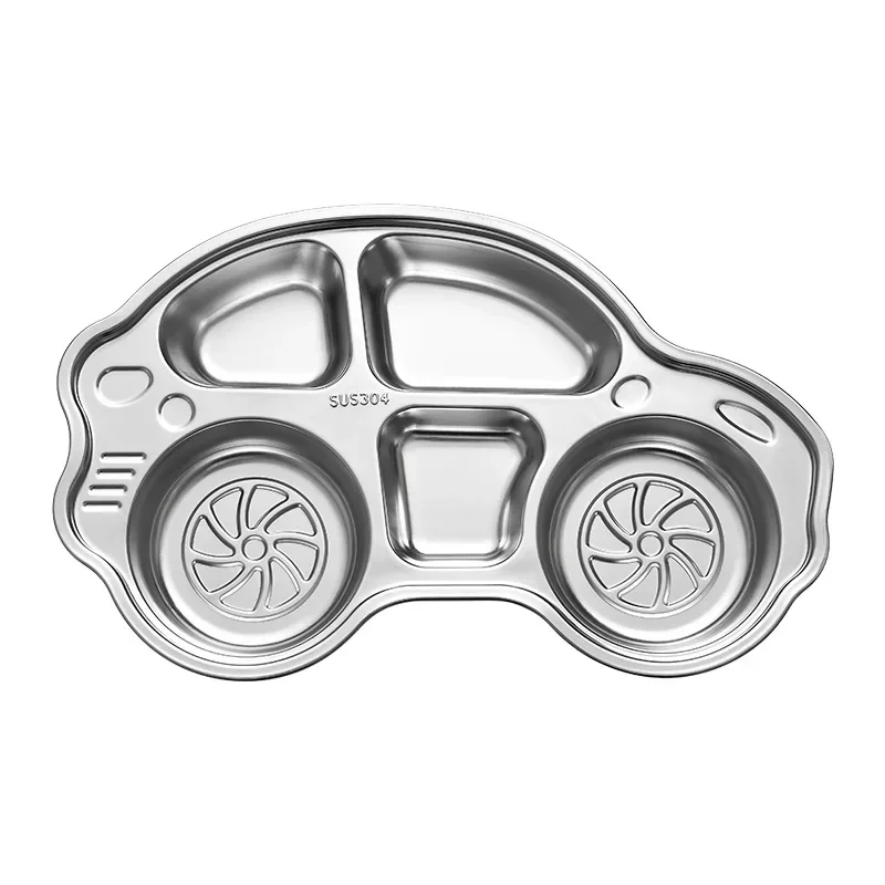 Stainless Steel Children's Dinner Plate Cartoon Lunch Box Baby Creative Fast Food Plate Kindergarten Split Rice Lunch Box