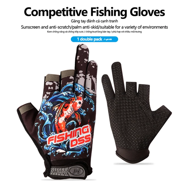 1 Pair Anti-slip Cut Fishing Finger Glove Breathable Unisex Half Finger  FishingGlove Fishing Equipment Tools