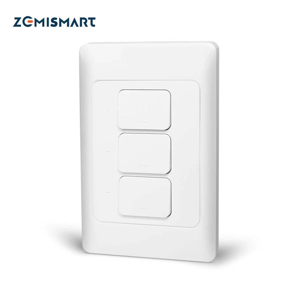 Zemismart-tuya Zigbee Interruptor Inteligente de Luz de Parede Botão Neutro Opcional Gang Gangs Gangs Interrupter Alexa Google Home 110v 220v