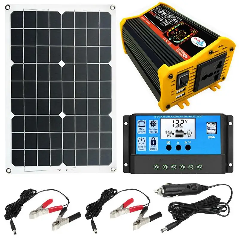 

Solar Panel Generator Solar Panel Kit With 6000W Power Inverter 6000W Power Inverter Car Inverter With Dual USB Car Adapter For