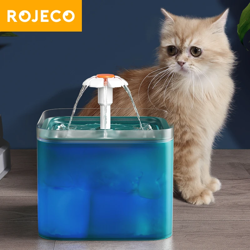 

Умный фонтан ROJECO для домашних животных, автоматический диспенсер воды с датчиком, автоматический фильтр для воды для собак и кошек, питьевые аксессуары