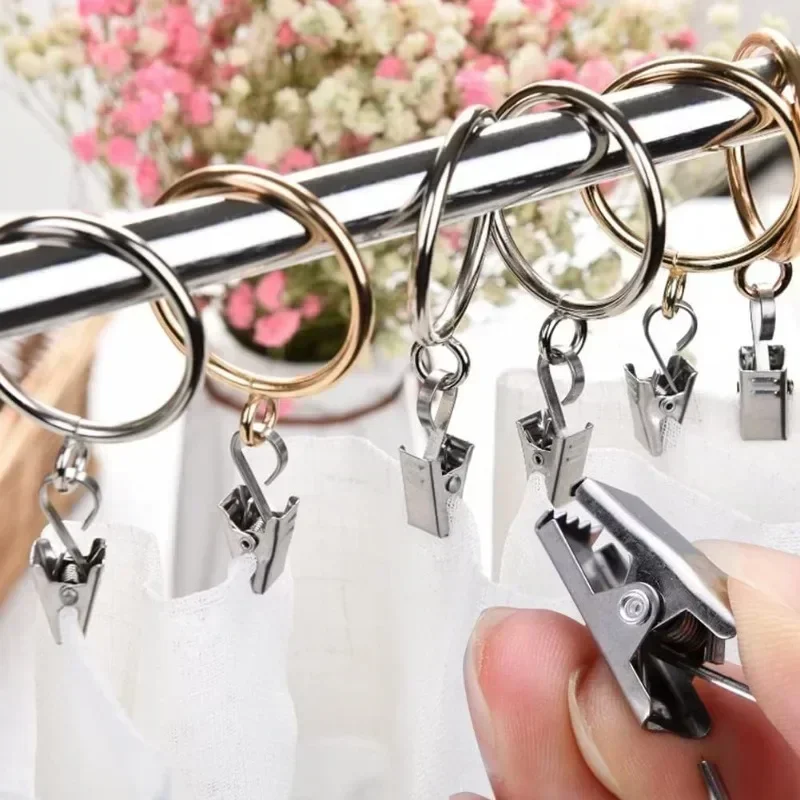 Curtain Clips Hooks Accessories 50/10Pcs Mini Metal Curtain Clips with Hook Multifunctional S Type Window Shade Photo Hooks Household Windows Decor