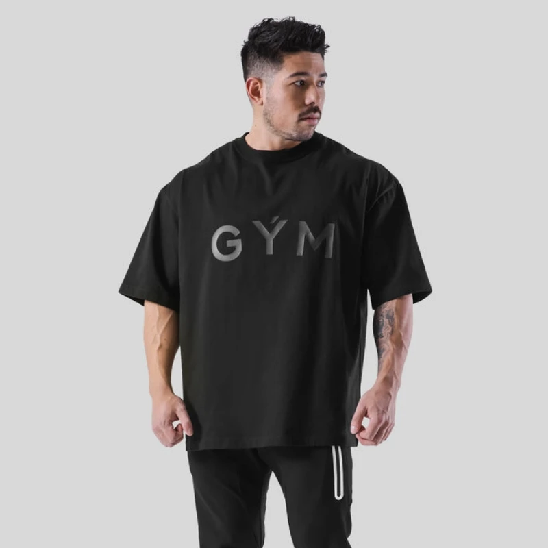 M-3XL Gym T-shirt Men Cotton Sports Short Sleeve Running T Shirt Fitness Loose Workout Tees Tops Summer Bodybuilding Clothing 6