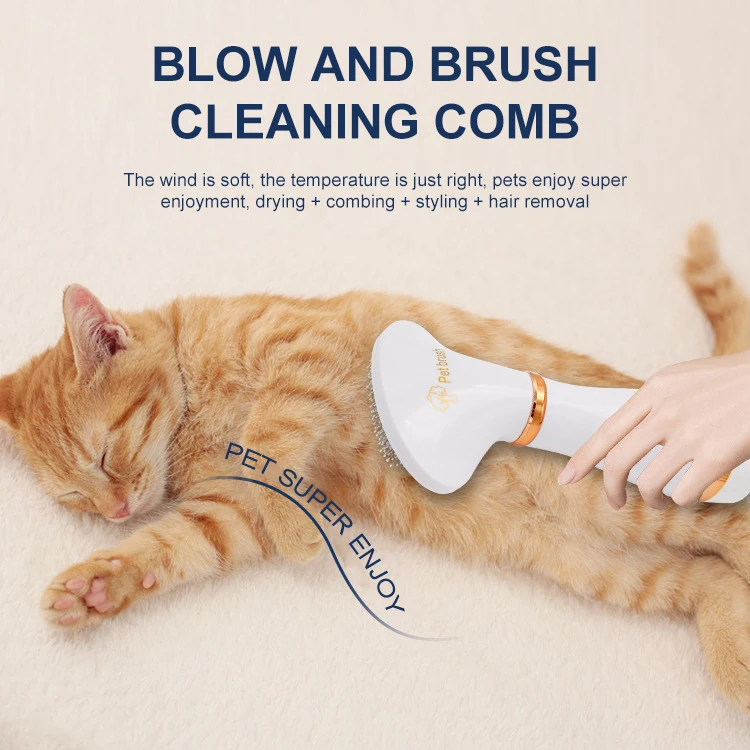 Pet Dog Hair Dryer 2-in-1 Cat Dog Dryer Grooming And Care Adjust Temperature Low Noise Pet Brush For Long and Short Supplies pet hair dryer,hair dryer