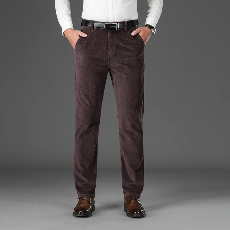 97% Baumwolle männer Cord Hosen Herbst Neue Dicke Dünne Gerade Business Büro Elastische Casual Hosen Männliche Kleidung – Detail 14