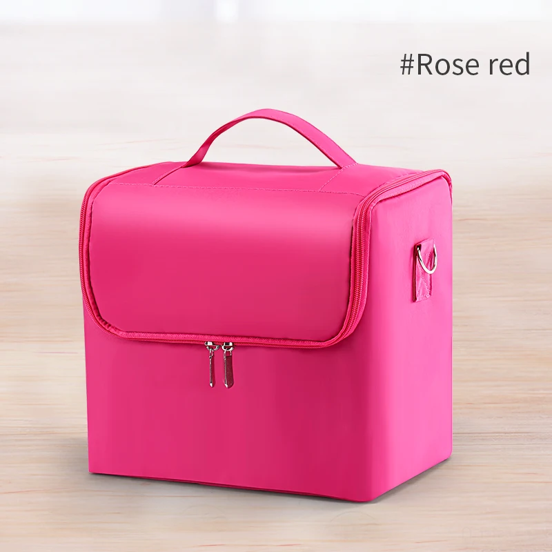 Large Makeup Carrying Train Case for Women, Travel Bag Storage Box,4 Tier Professional Nail Organizer Case with Adjustable 2