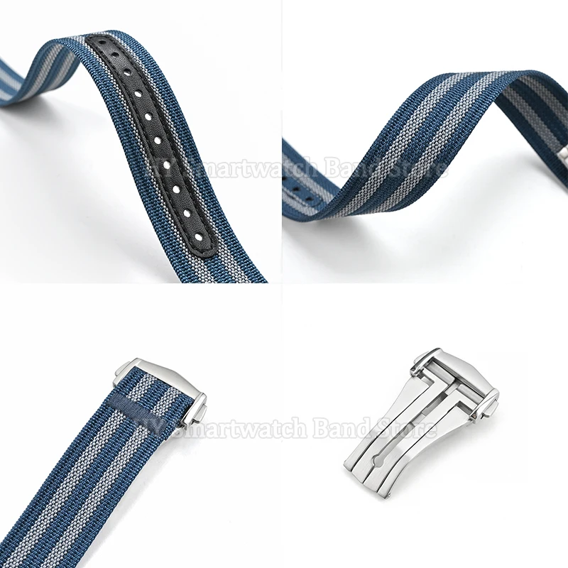 Waterproof Nylon Canvas Watch Strap with Folding Buckle - Universal Sport Wrist Band