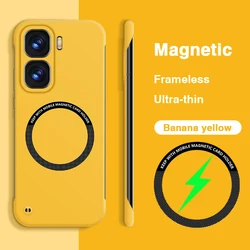 Magnetic Wireless Charging Slim Phone Case - Frameless Hard PC Back Cover for Vivo iQOO Neo10 Pro+ (China) (Banana Yellow)