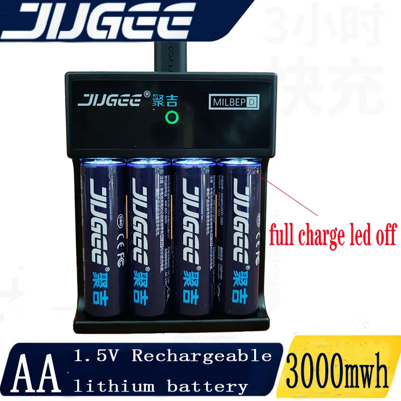 8pcs  jugee 1.5v   lithium  AA usb rechargeable 3000mWh Li-polymer li-ion polymer lithium battery no Charger1.1V low battery re 2