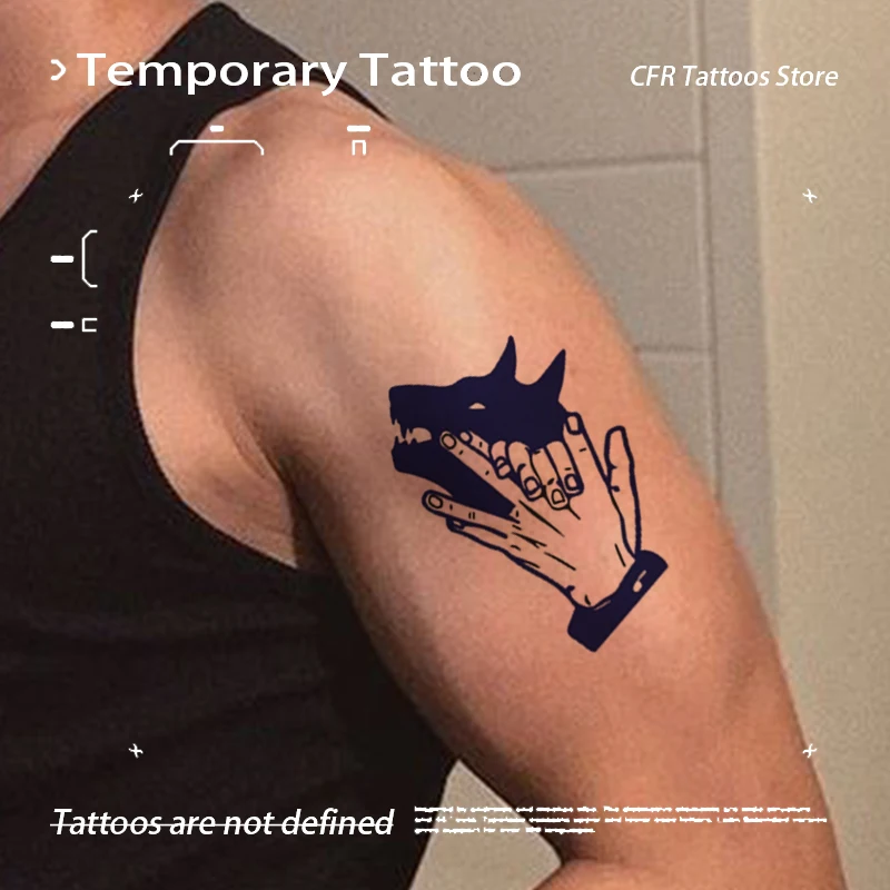 

Dark Hotwife Fake Tattoo Temporary Tattoos Arm Flower Arm Waterproof Gesture Wolf Head Herbal Juice Sticker Painted Faces Punk