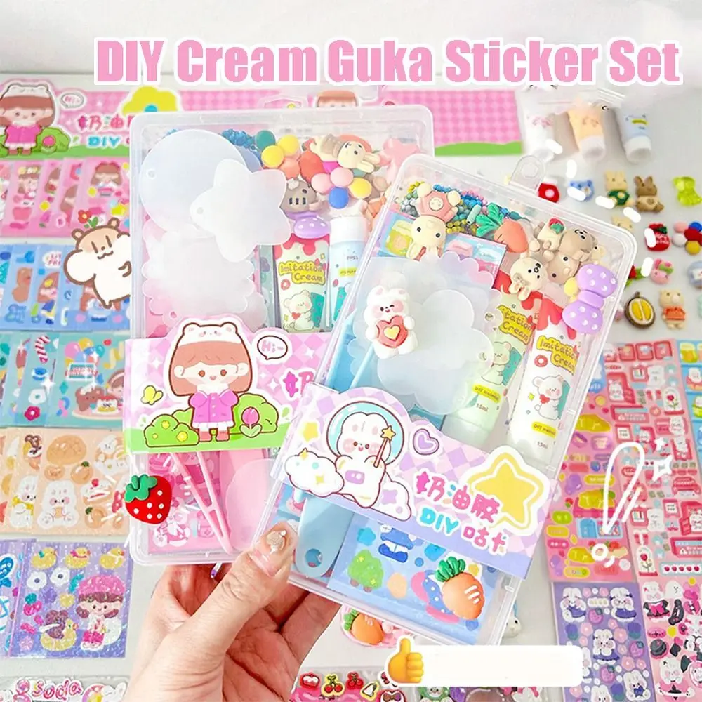 

Handmade Toy Gooka Plate Tools Lovely Cartoon Cream Glue Cream Guka Sticker Set Tweezers Box Key Chain