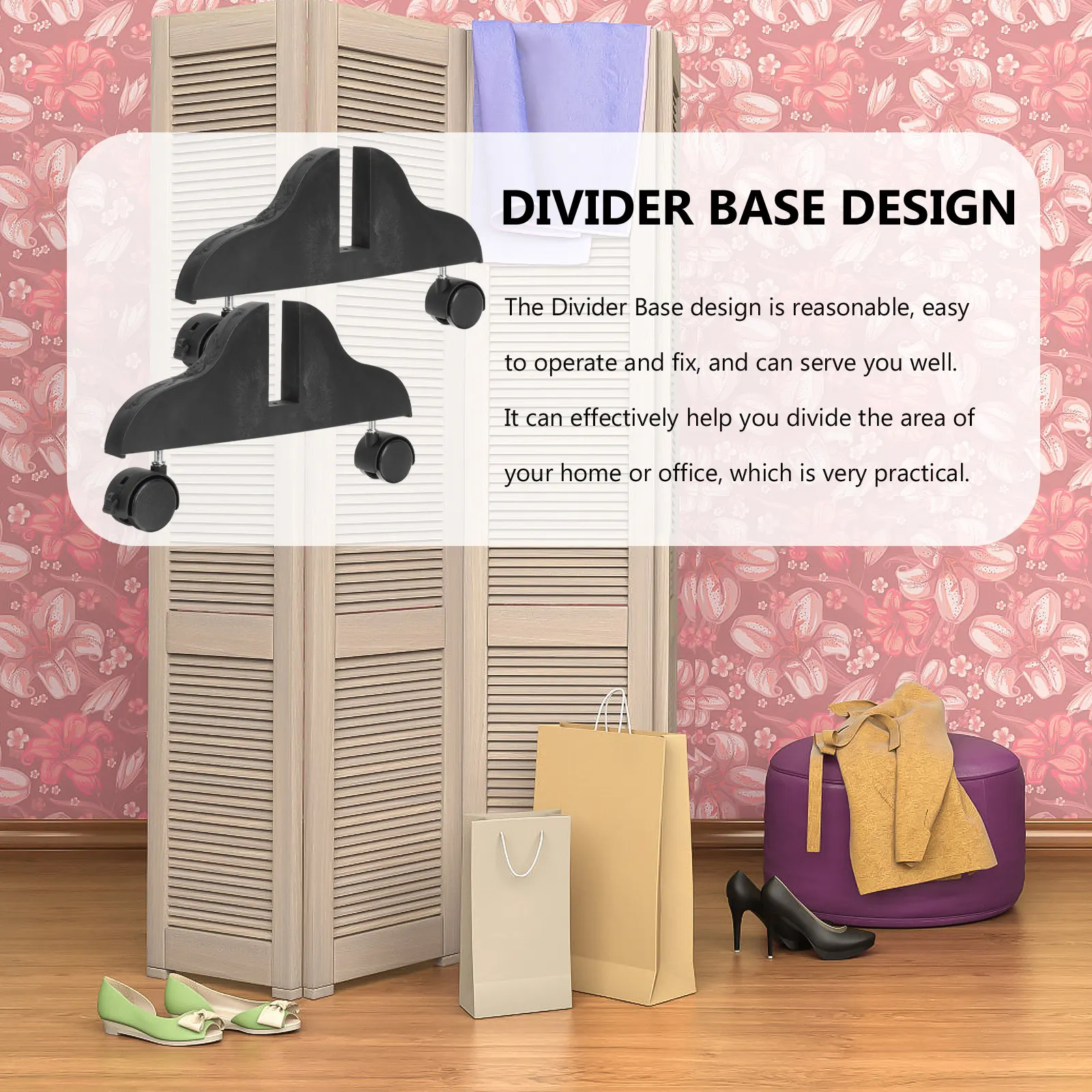 2개 모바일 도어 베이스 스크린 디바이더 받침대 가정용 두꺼운 디바이더 스탠드 사무실 공간 프라이버시 스크린 파티션 클립