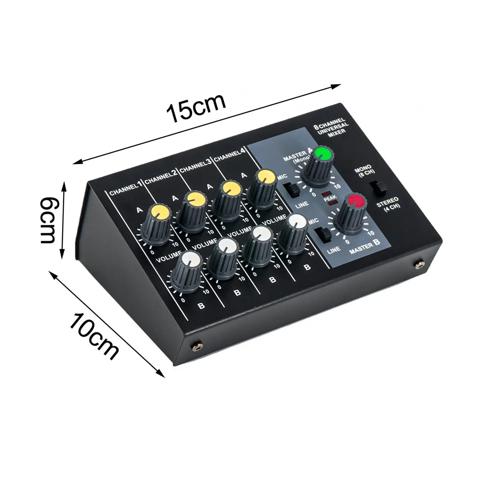 Audio Mixer 8 Channel Input Portable Line Mixer for Microphones Guitars Bars