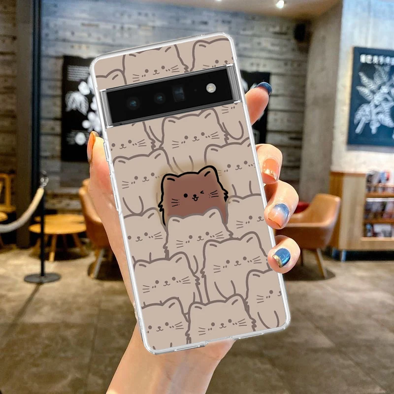 Adorable Cartoon Black Cat Soft Silicone Clear Phone Case
