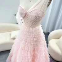 Luxury Dubai Ombre Pink Lilac Evening Dress for Women Wedding Elegant One Shoulder Long Ball Gown Prom Dresses SCZ081 1