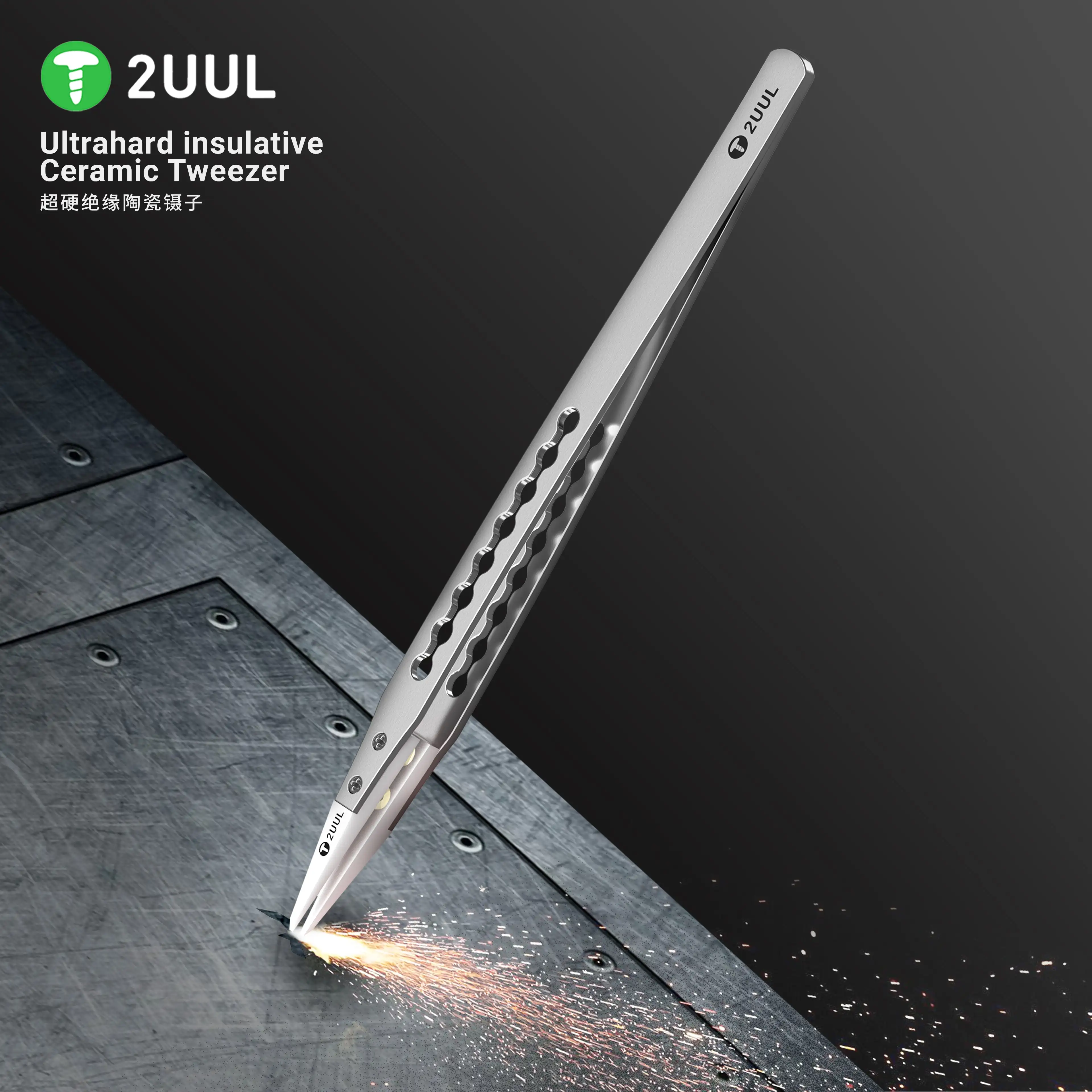 Ceramic Tweezers 2UUL Ultrahard insulative Ceramic Tweezers Phone Repair Soldering Anti-Static CPU/IC/PCB Repair Professional Hand Tool
