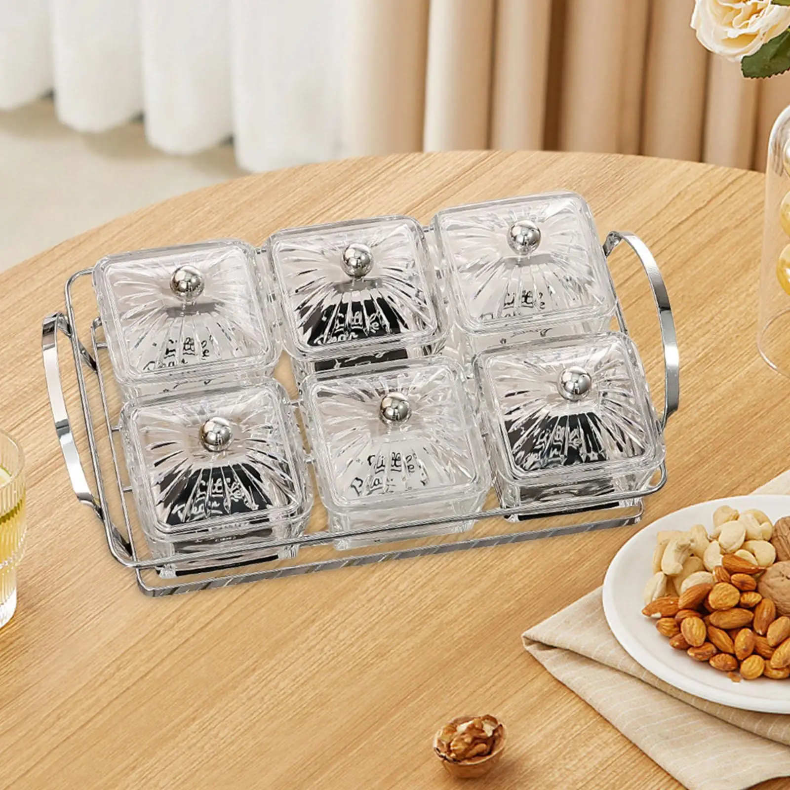 Snack Tray with Lid Condiment Tray Easy to Fill for Home Kitchen Platters Removable Nordic Dried Fruit Dish Glass Serving Tray