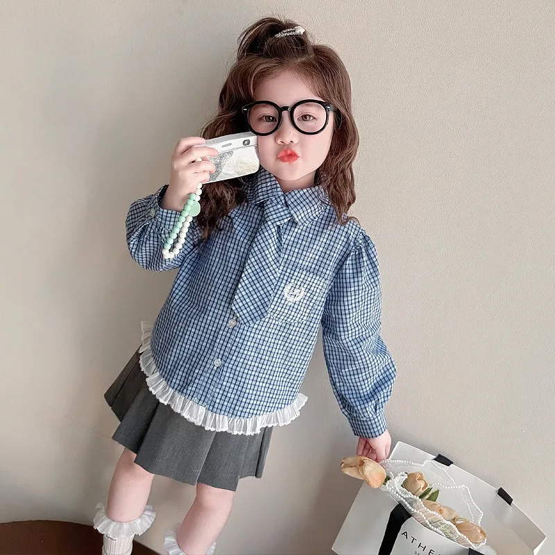 여아 봄옷 한국식 셔츠 2026 신상 아동 대학생 스타일 캐주얼 자켓 상의,  예쁜..