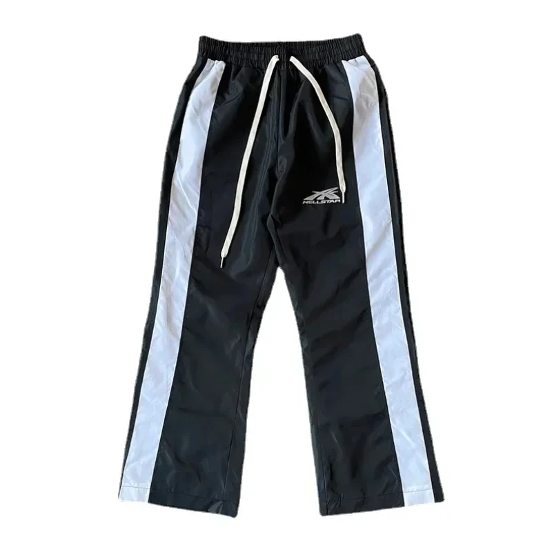 

24ss Oversized HELLSTAR Sweatpants Men Women 1:1 High Quality Side Stripes Drawstring Pants