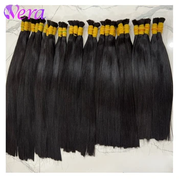 Bulk Hair Silky Straight 100% Human Hair Bulk No Weft Human Hair Extensions 50G 100G Micro Human Braiding Hair For Boho Braids 1